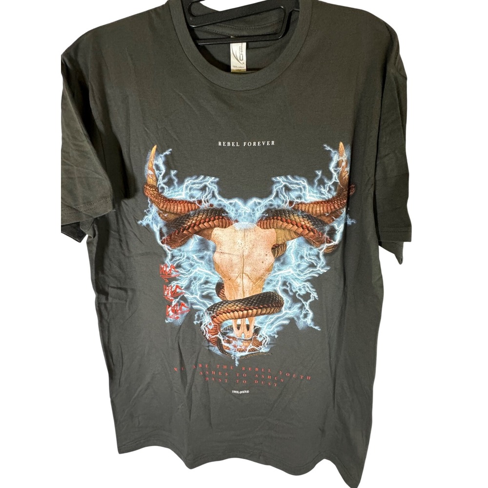 Cotton Heritage Rebel Forever Graphic T Shirt Mens M Skull Snake Lightning Tee